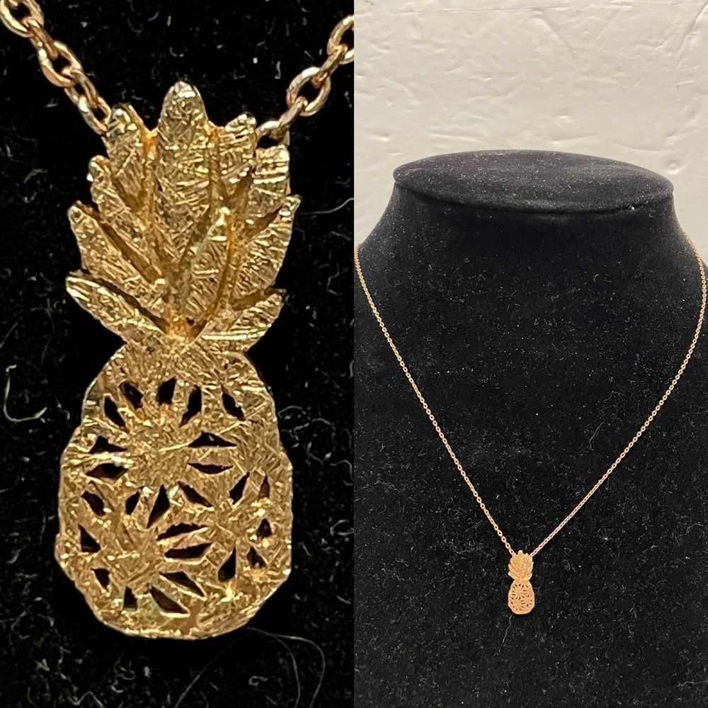 Dainty Rose Gold Pineapple Tropical Necklace 15-17